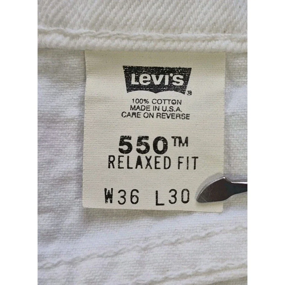 Vth 1996 Levi's 550 White Jeans Mens Size 36x30 Relaxed Slight Taper Made In USA